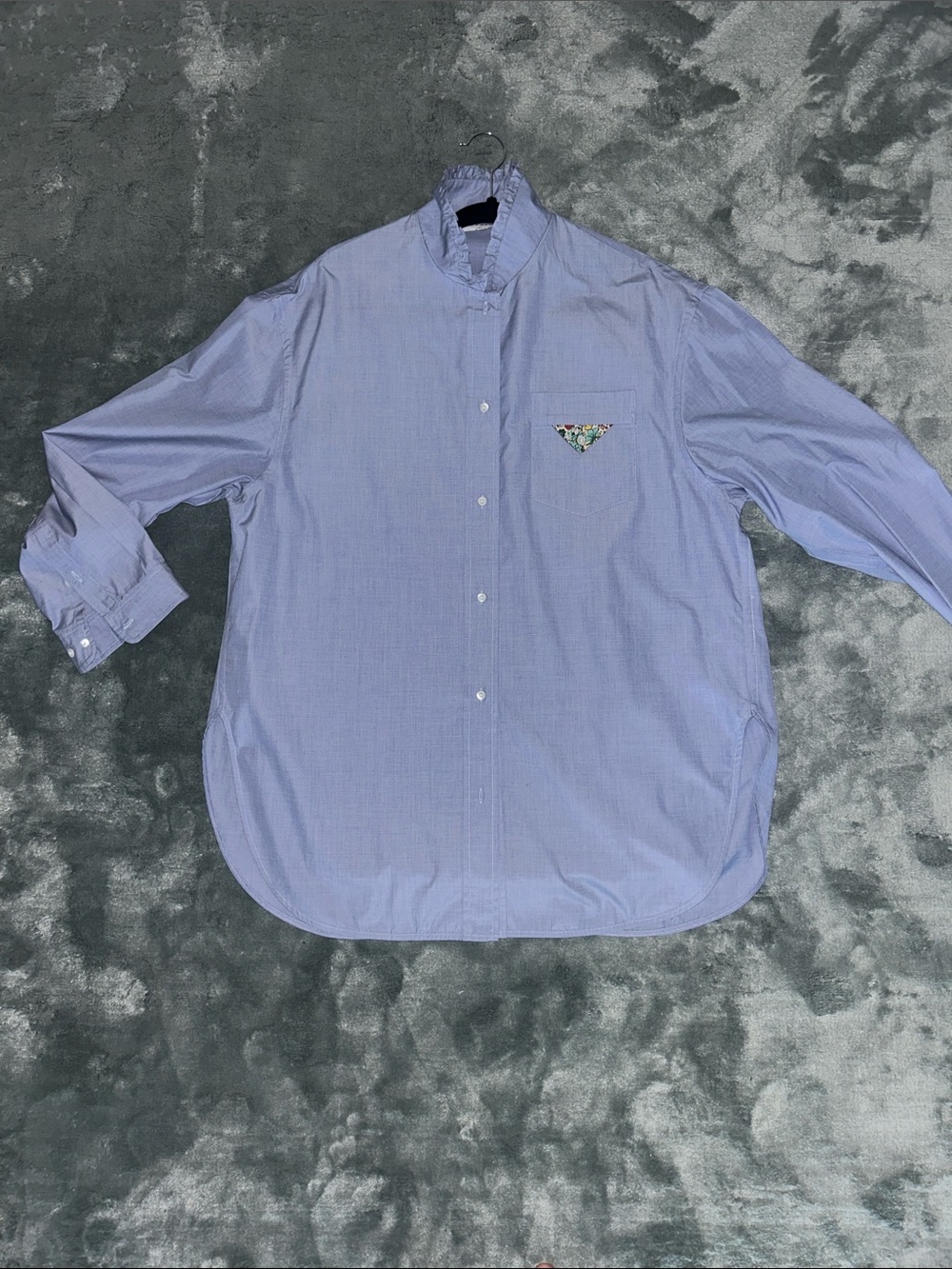 Sandro Women’s Oversized Buttondown Shirt with Ruffle Collar - Never Worn